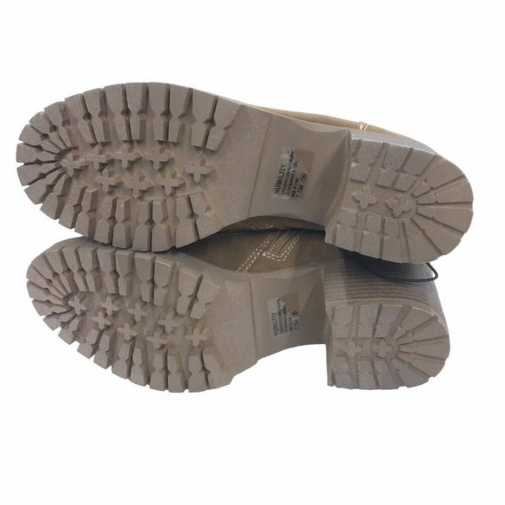 Chunky Heeled Boots Y2K 90s Lug Sole Women 7.5 M Lace Up Shearling Accent Zipper - Picture 10 of 14